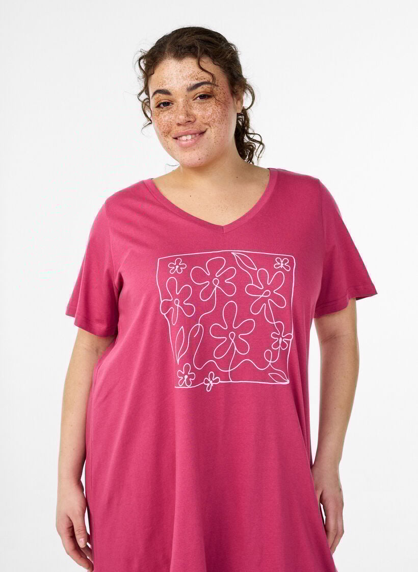 Nattlinne i ekologisk bomull med v-ringning, R&ouml;d, Model image number 2