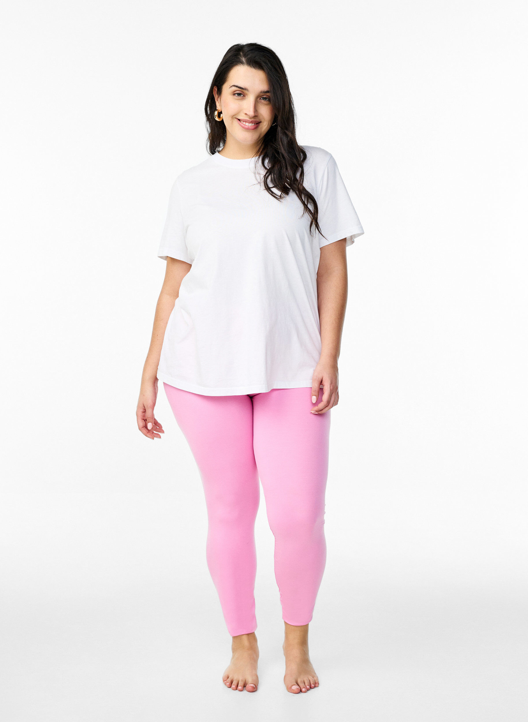 Zizzi Basic leggings i viskos, Rosa, Model image number 1