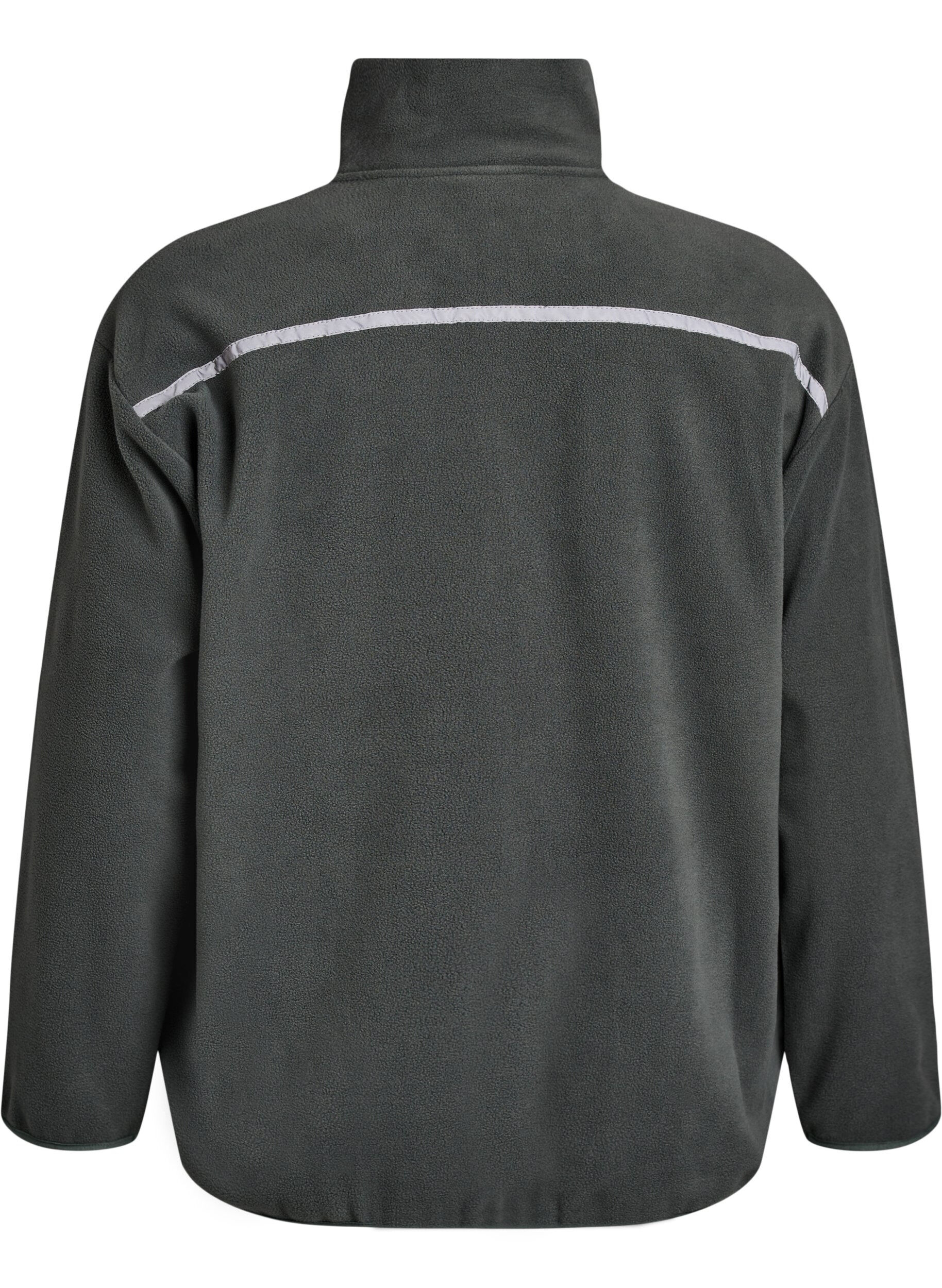 Zizzi Fleecejacka med dragkedja och reflexband, Gr&ouml;n, Packshot image number 1