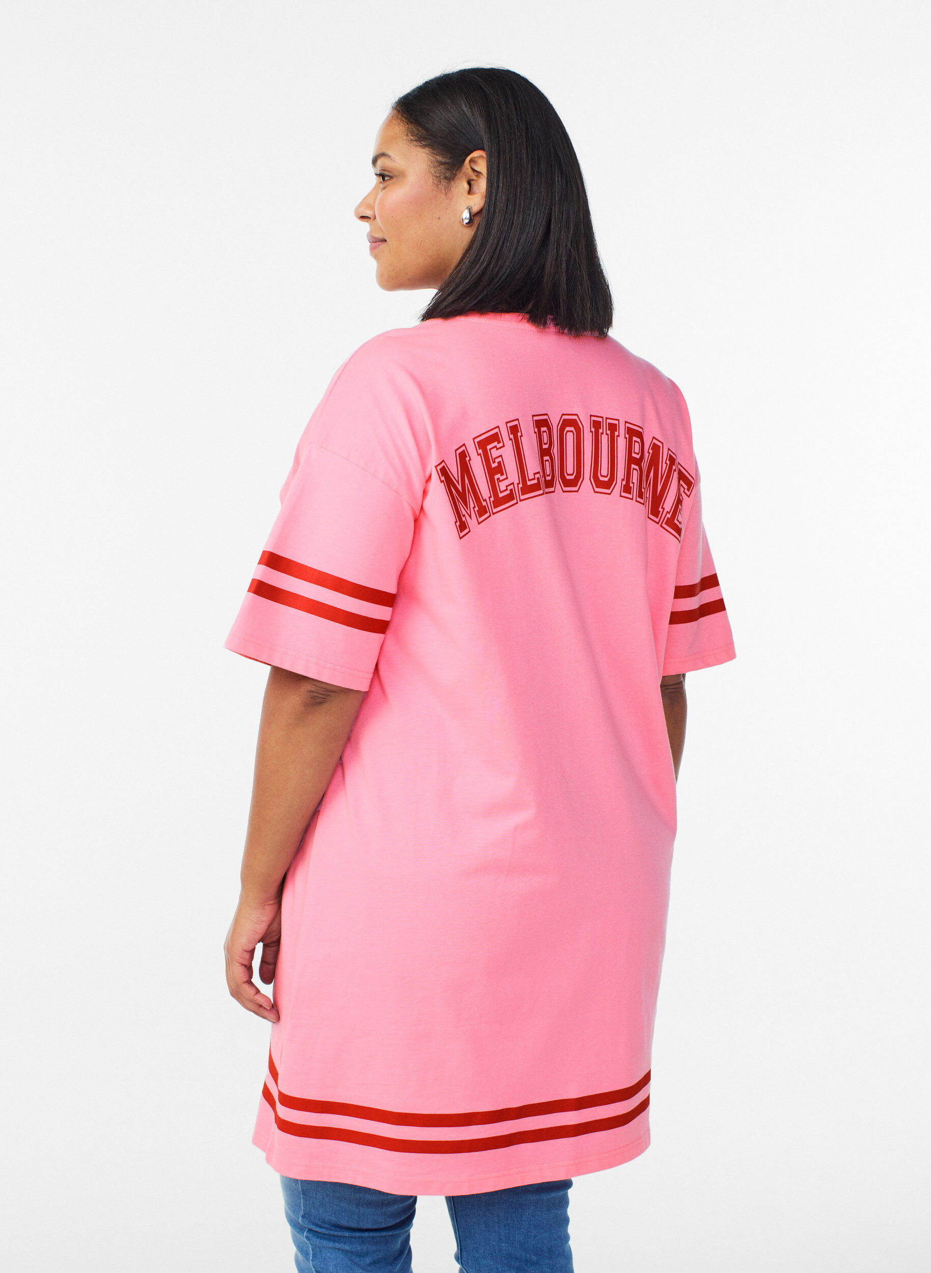 ZizziKort t-shirtkl&auml;nning med sportiga detaljer, Rosa, Model image number 2