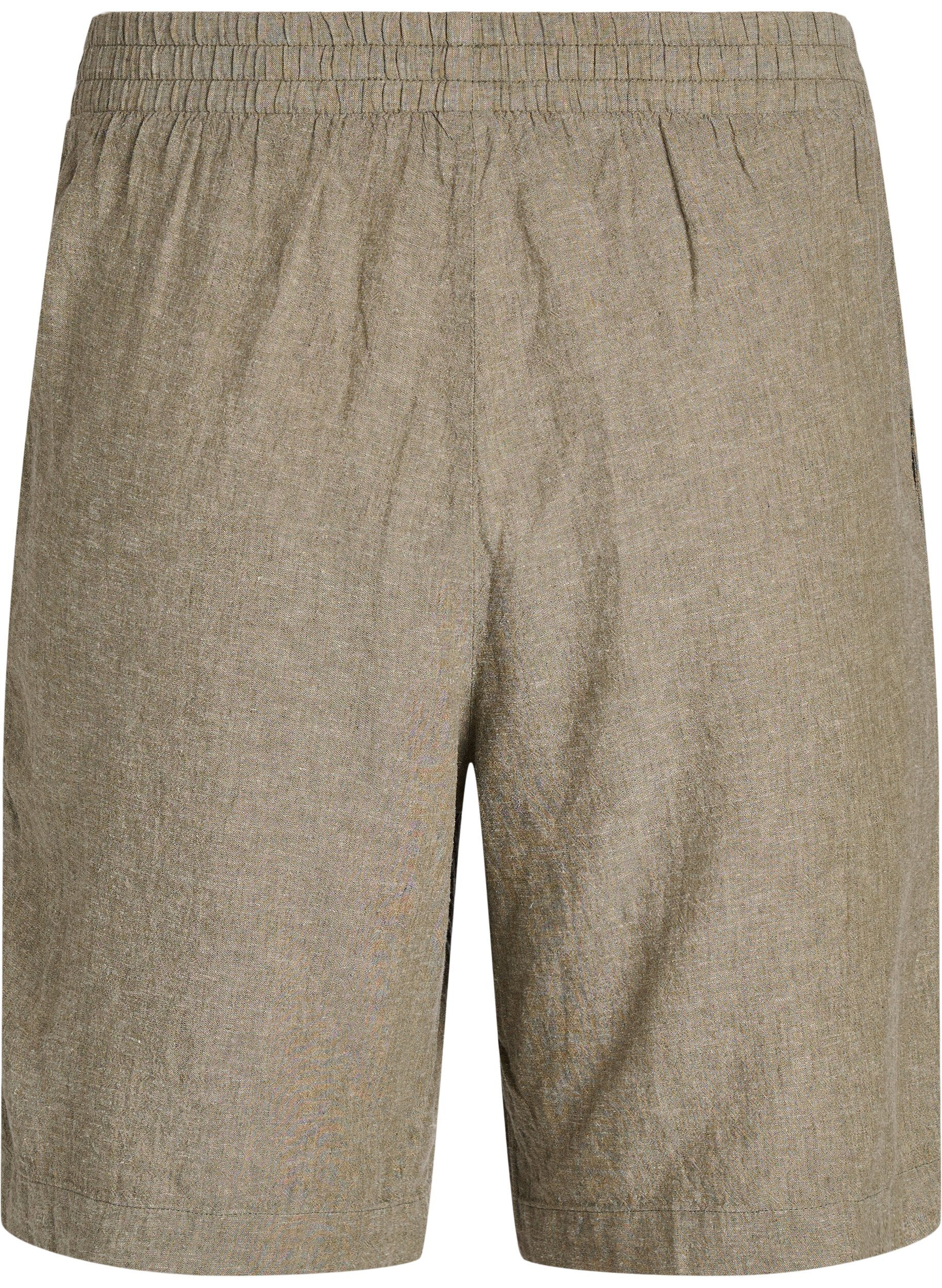 Zizzi Shorts i linne och viskos med h&ouml;g midja, Gr&ouml;n, Packshot image number 1