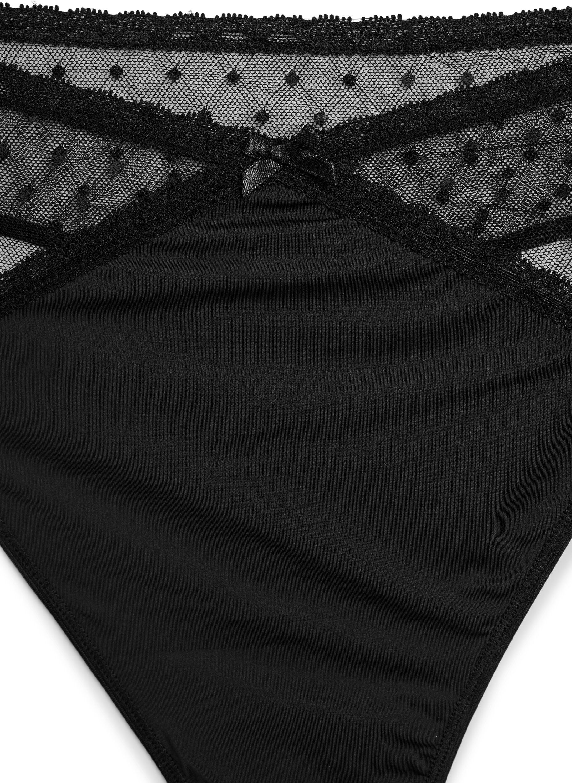 Zizzi 2-pack g-string med mesh, Svart, Packshot image number 2