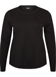 L&aring;ng&auml;rmad bas-T-shirt med rund hals, Svart
