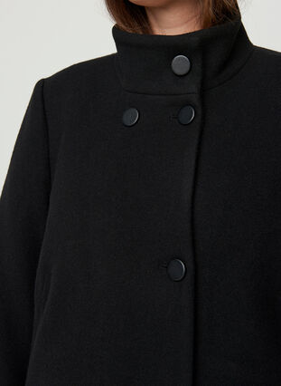 Jacka med höghals och knappar, Black, Model image number 2