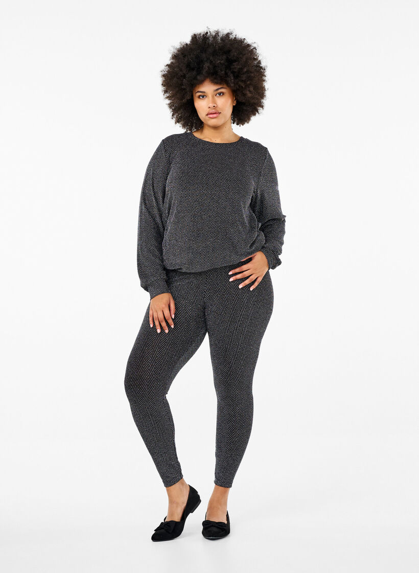 Blus med skimrande mönster, Silver ZigZagShimmer, Model image number 2