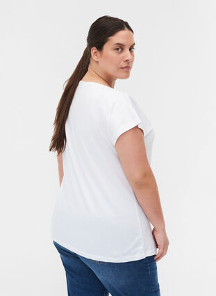T-shirt med bröstficka i ekologisk bomull, Bright White, Model image number 1
