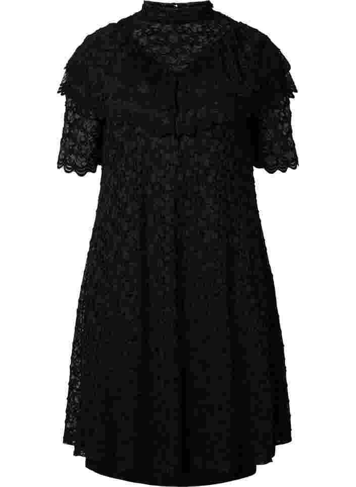 Spetsklänning med 2/4-ärmar, Black, Packshot image number 0