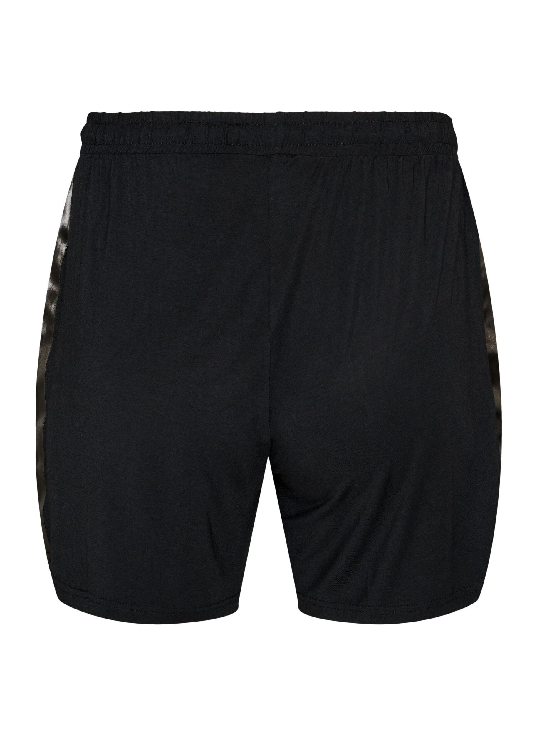 ZizziPyjamasshorts i modal med kontrastband, Svart, Packshot image number 1
