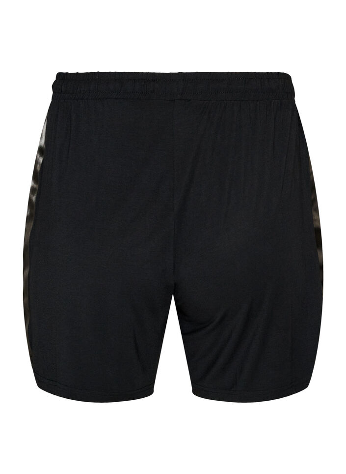 Pyjamasshorts i modal med kontrastband, Svart, Packshot image number 1