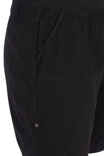 Lösa shorts i bomull med fickor, Black, Packshot image number 2