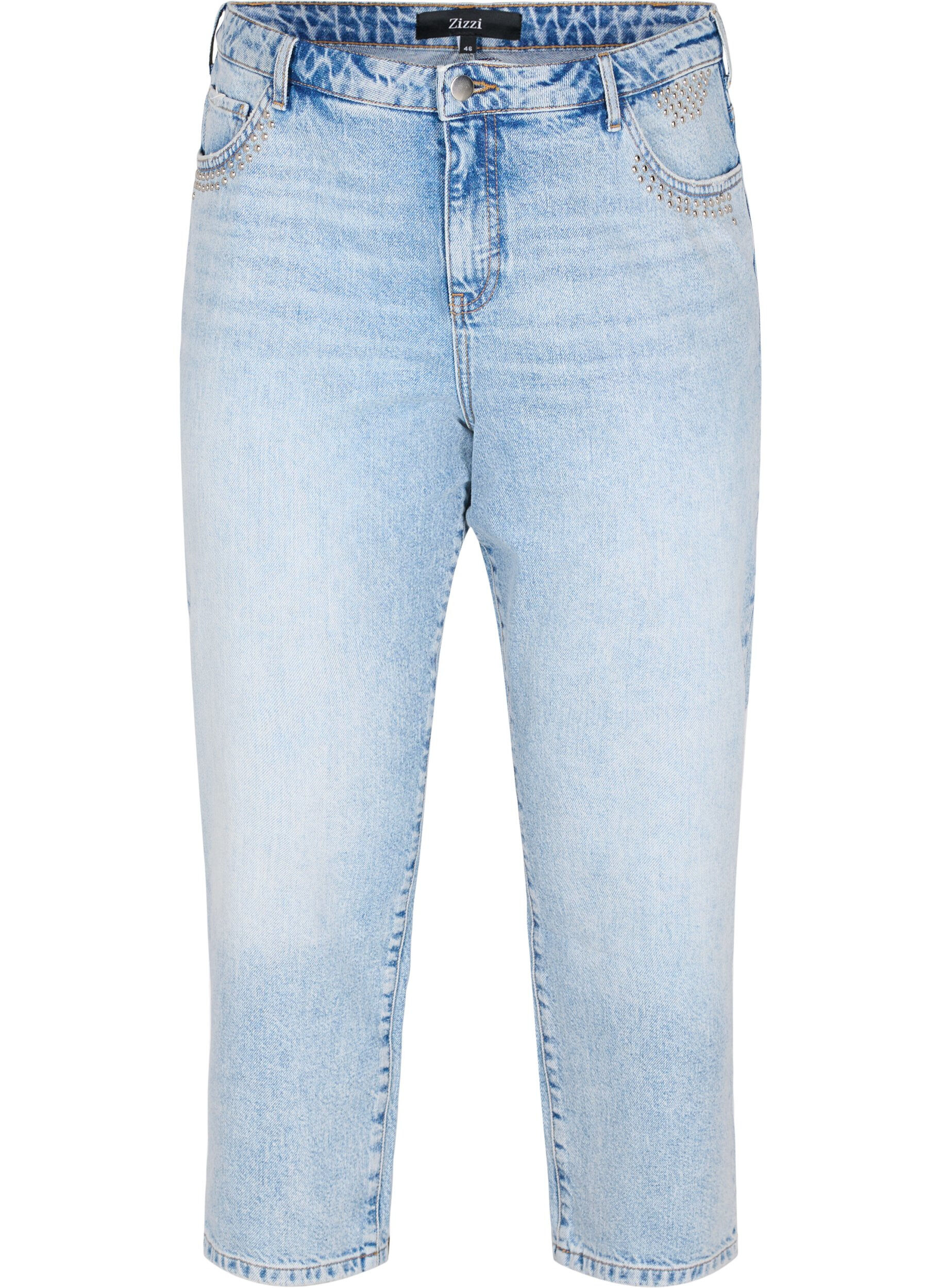 Zizzi Ankell&aring;nga Vera jeans med nitar, Light blue denim, Packshot image number 0