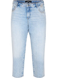 Ankellånga Vera jeans med nitar, Light blue denim
