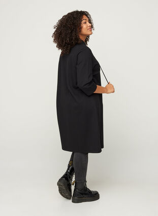 Printad sweatklänning med 3/4 ärmar, Black, Model image number 1
