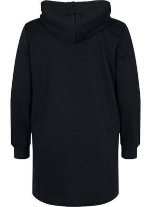 Sweatshirtklänning med huva och ficka, Black, Packshot image number 1