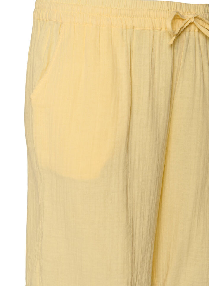 L&ouml;sa shorts i bomullsmuslin med h&ouml;g midja, Gul, Packshot image number 2