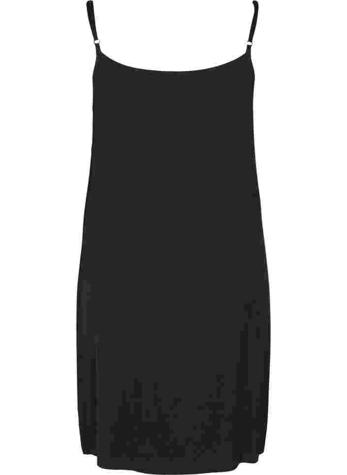 Enfärgad underklänning i viskos, Black, Packshot image number 1