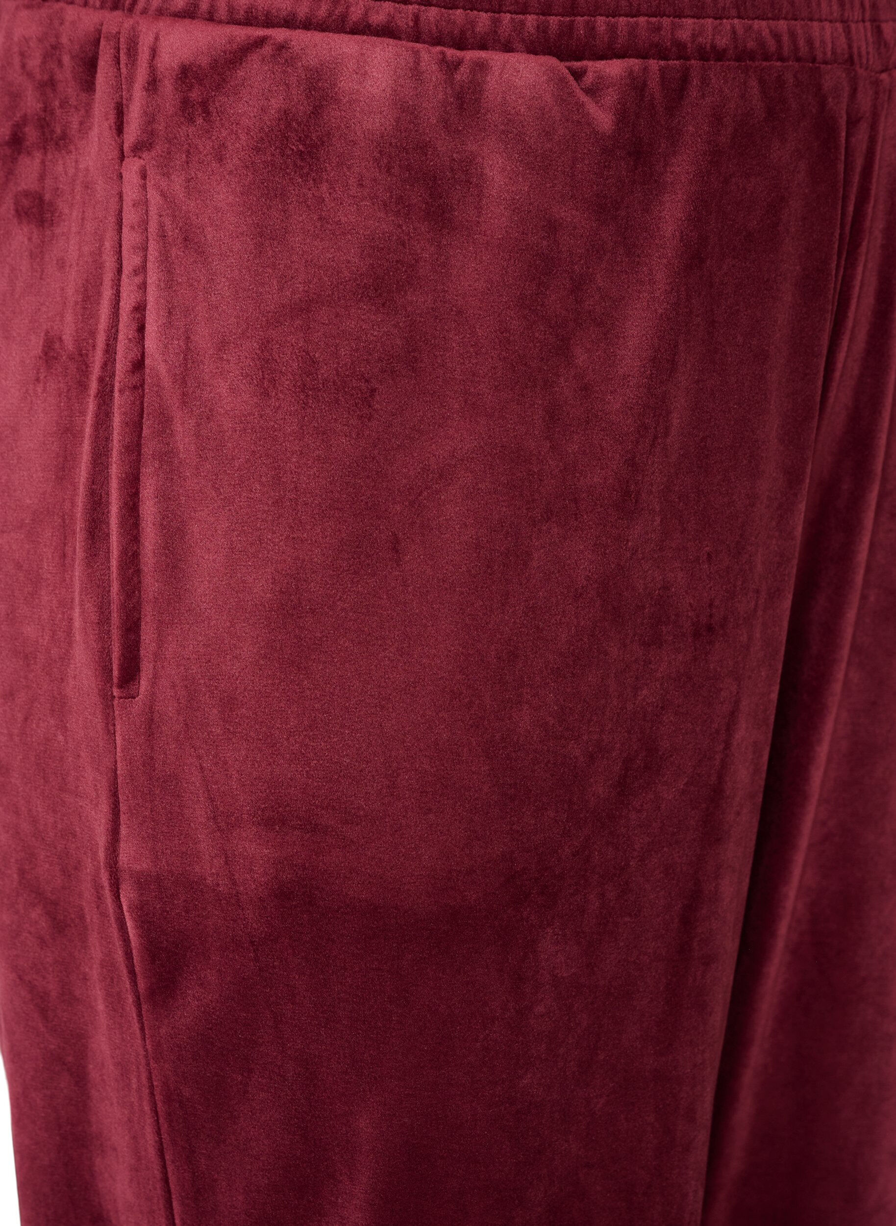 ZizziL&ouml;sa byxor i velour, R&ouml;d, Packshot image number 2