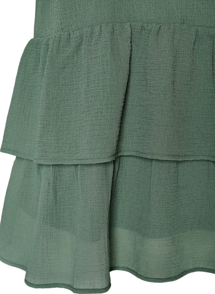 Blus med v-ringning och volanger, Gr&ouml;n, Packshot image number 3
