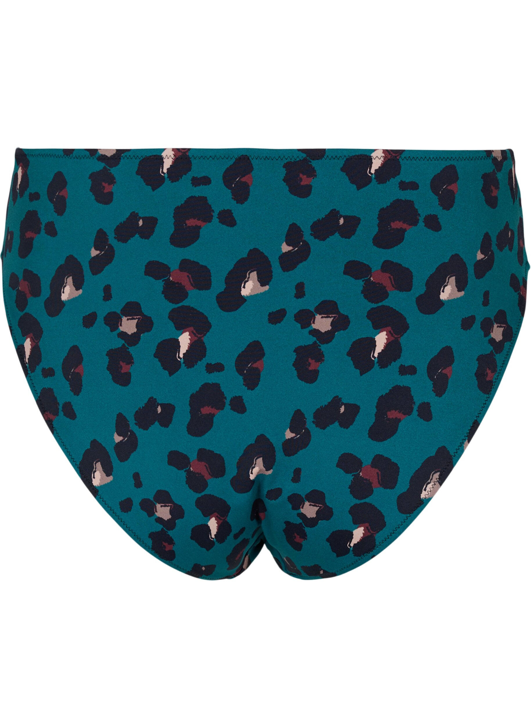 Zizzi Bikinitrosa med h&ouml;g midja, Teal Leopard, Packshot image number 1
