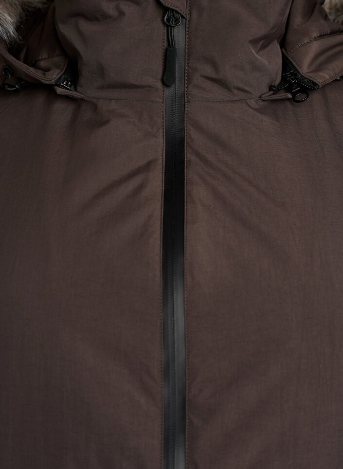 Vattent&auml;t parkas med huva, Brun, Packshot image number 2