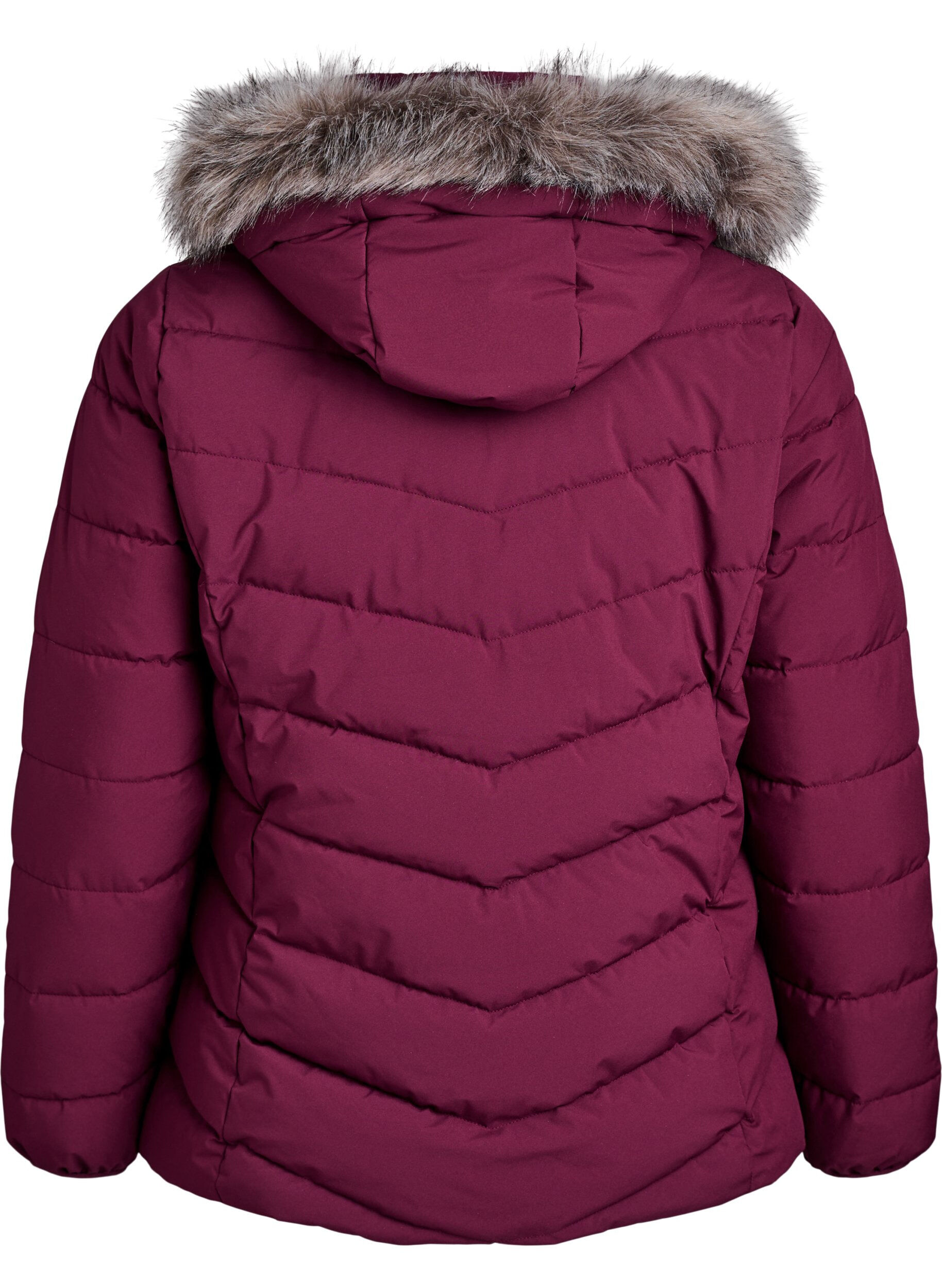 ZizziKort pufferjacka med huva, M&ouml;rk Bordeaux, Packshot image number 1