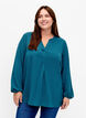 Enfärgad blus med v-hals, Deep Teal, Model image number 0