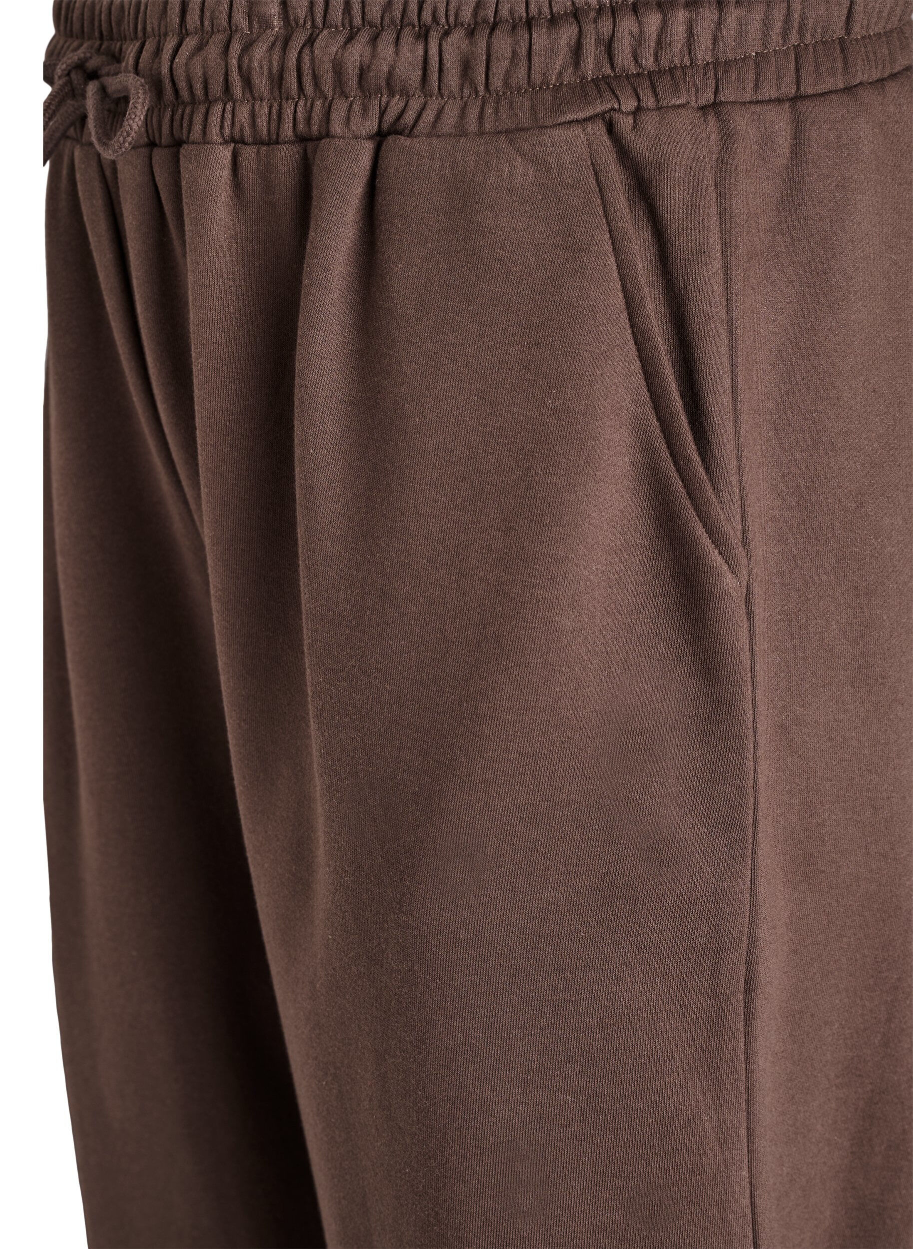 ZizziSweatpants med h&ouml;g midja och fickor, Brun, Packshot image number 2