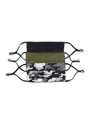 3-pack munskydd i bomull, Grey Camouflage, Packshot image number 0