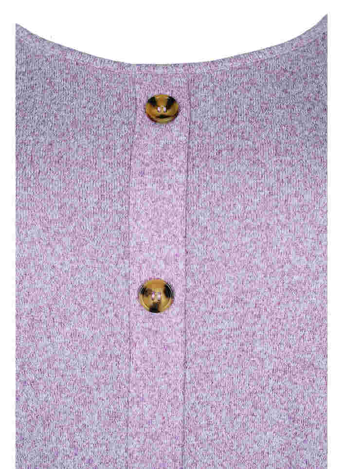 Blus med knappar och 3/4-ärmar, Royal Lilac Melange, Packshot image number 2