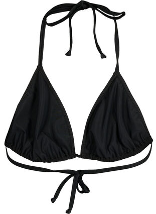 Triangelformad bikinibehå med crepe-struktur, Black, Packshot image number 1