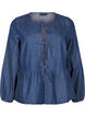 Peplum blus i denim med knytband, Blå, Packshot image number 0