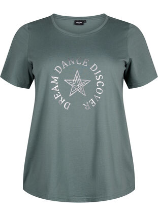 T-shirt från FLASH med tryck, Balsam Green Star, Packshot image number 0