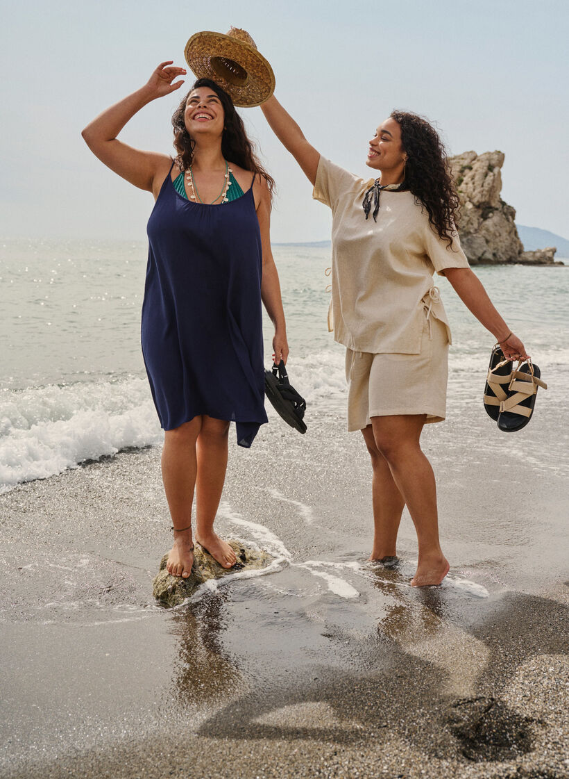 Enfärgad slipklänning i viskos, Blå, Image image number 0