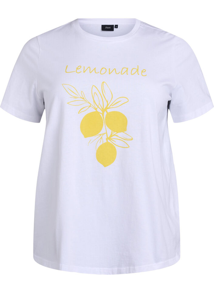 T-shirt med citrustryck, Vit, Packshot image number 0
