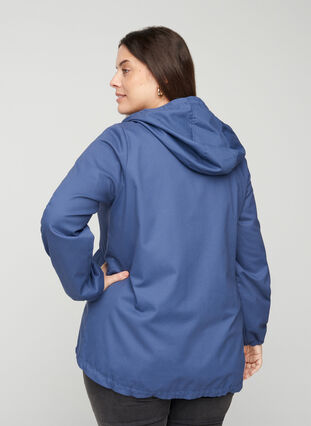Kort jacka med huva och fickor, Blue Indigo, Model image number 1