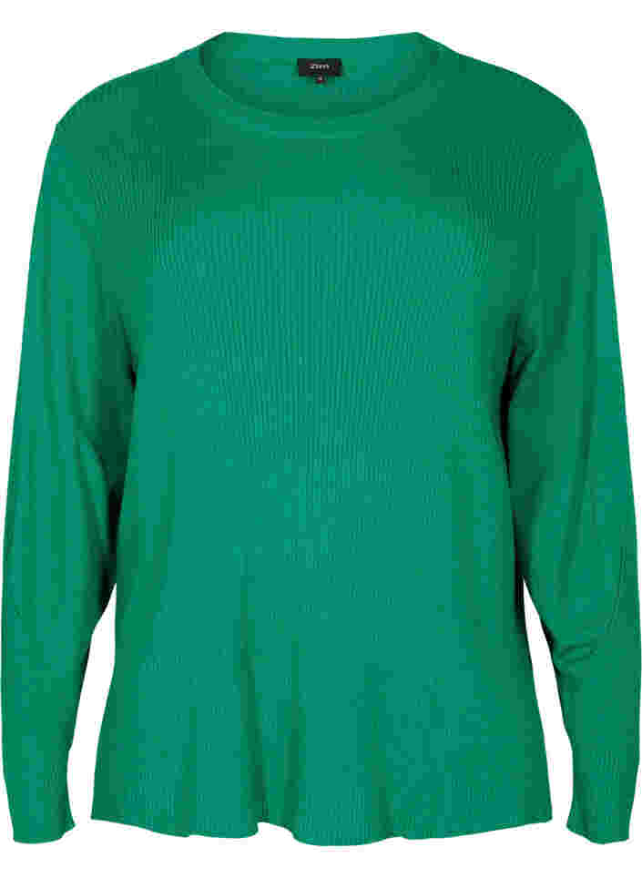 Stickad blus med ribbad struktur, Jolly Green Mel., Packshot image number 0