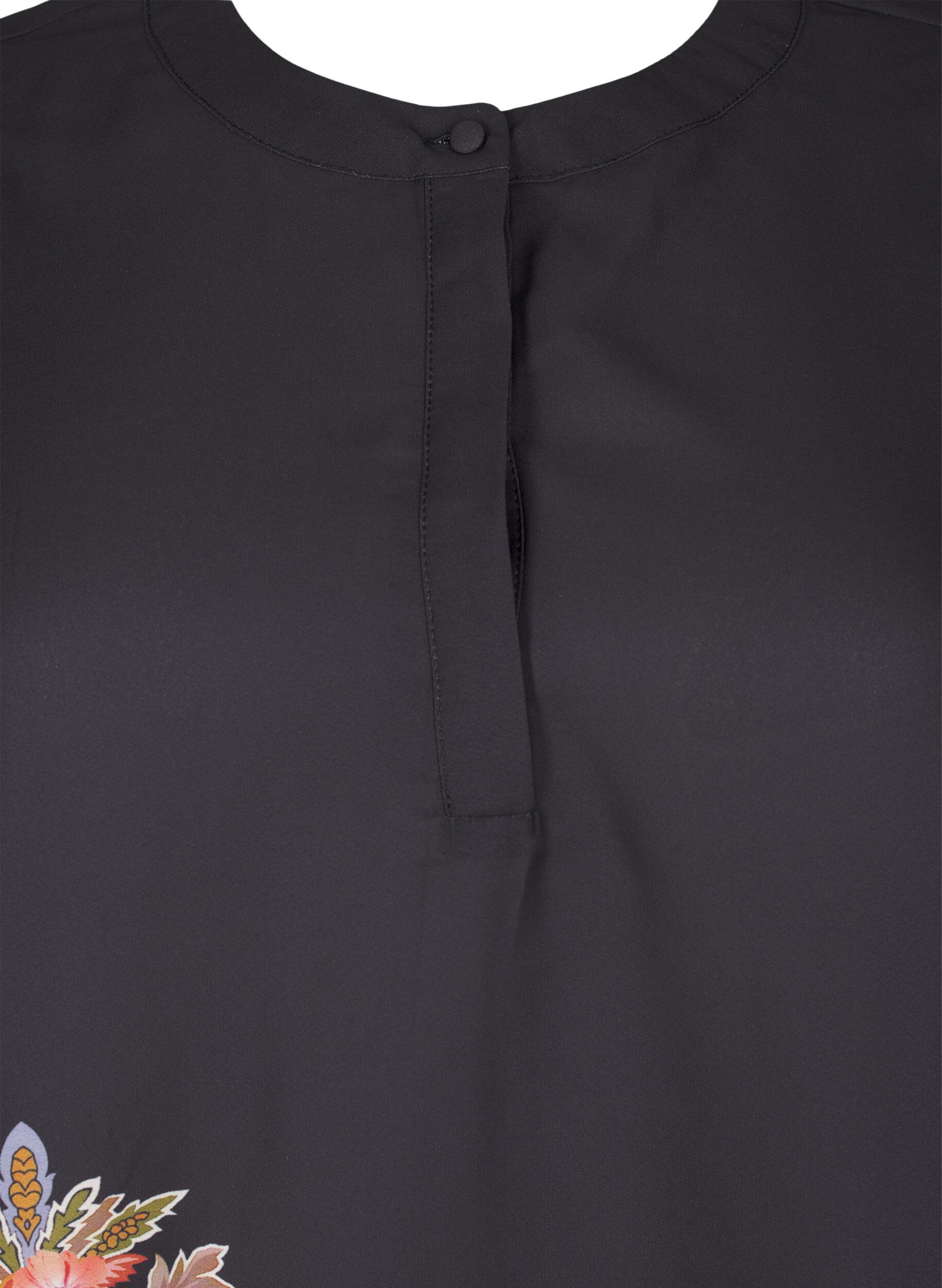 Zizzi Blus med paisleym&ouml;nster, Black Paisley, Packshot image number 2