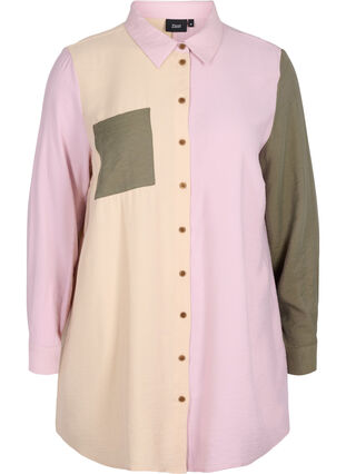 Blockfärgad skjorta i viskosblandning, Pink Blocking, Packshot image number 0