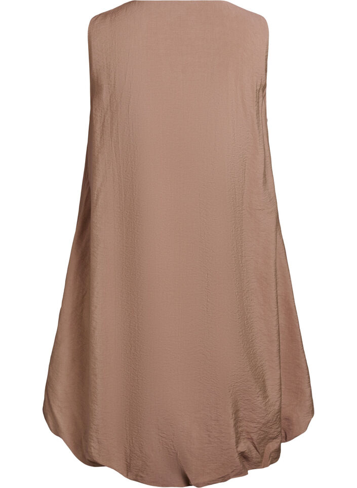 Ballongklänning i knälångd med fickor, Brun, Packshot image number 1