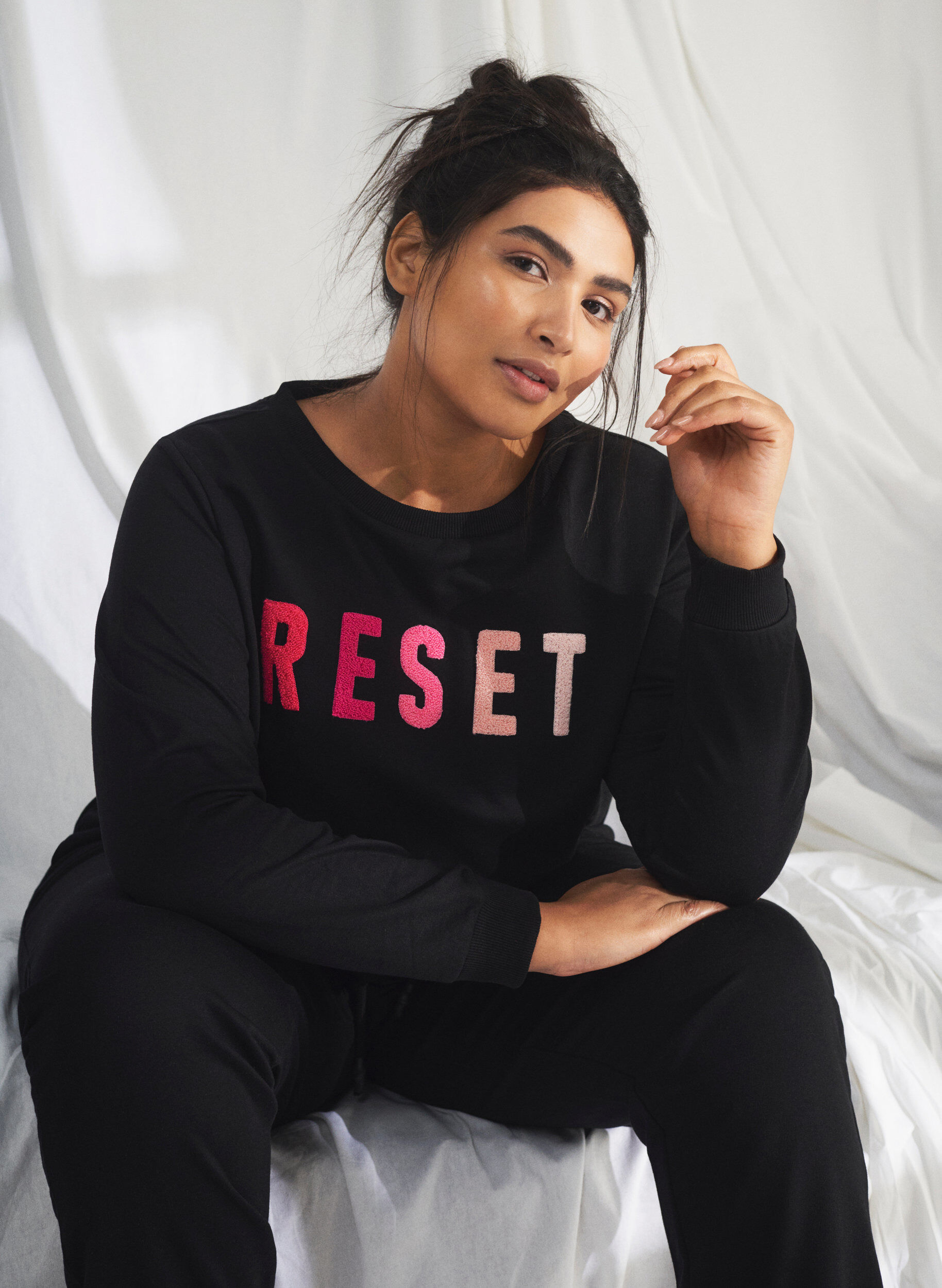 Zizzi Sweatshirt med text, Black W. Reset, Image image number 0