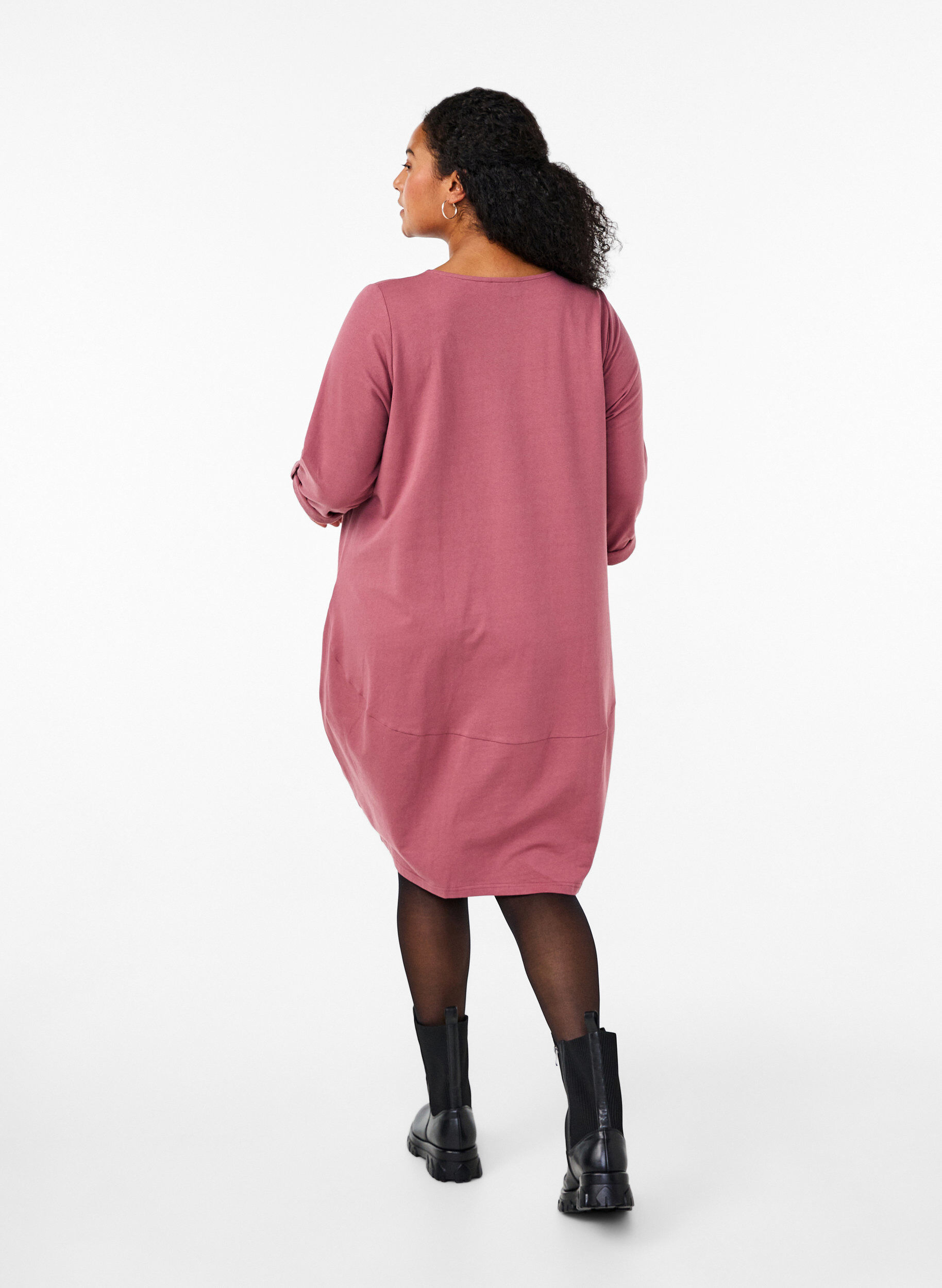 Zizzi Ballongkl&auml;nning i bomull med fickor, Rosa, Model image number 2