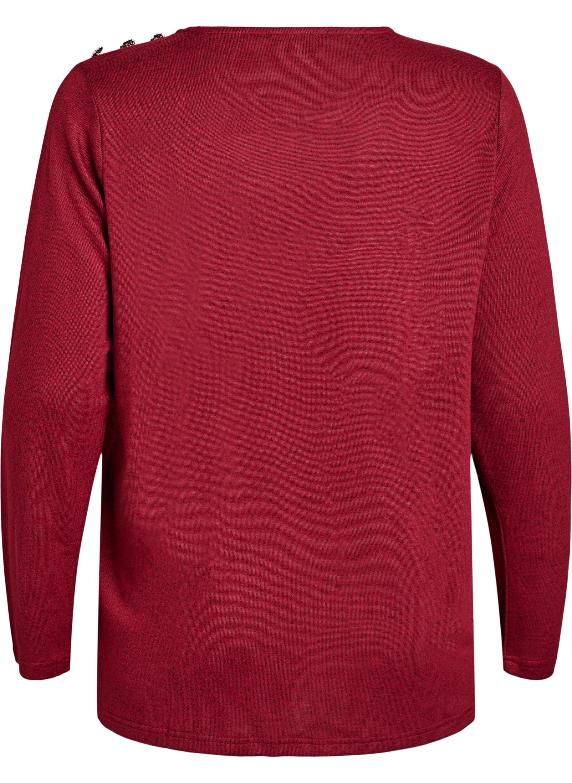 Zizzi Blus med dekorativa knappar, R&ouml;d, Packshot image number 1