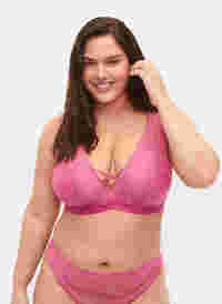 Support the breasts – Spets-bh med snörningsdetaljer, Rose, Model