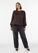 Blus i satinlook med ballongform, Brun, Model image number 1
