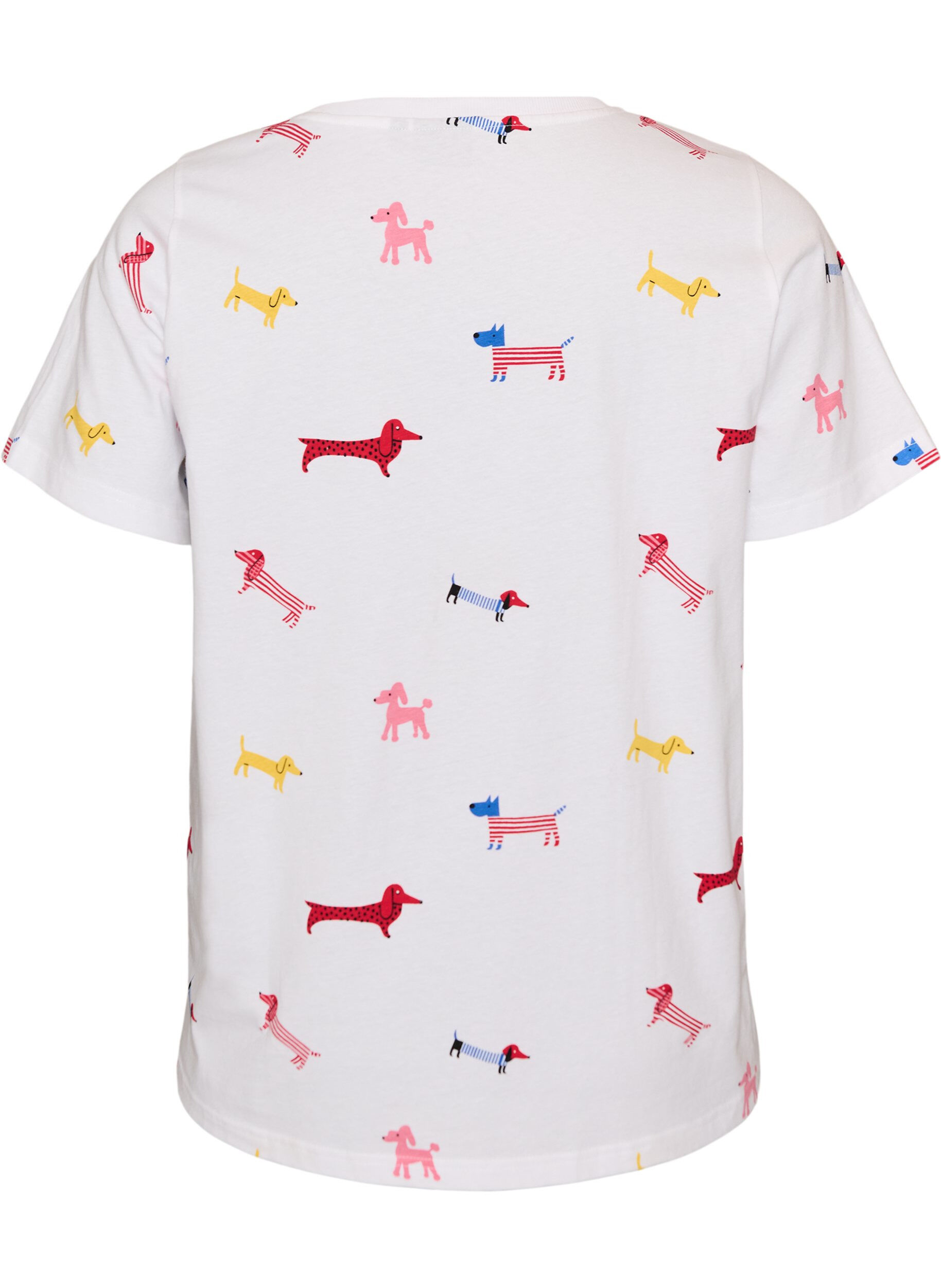 ZizziT-shirt i bomull med hundtryck, Vit, Packshot image number 1
