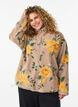 Blommig fleecejacka med h&ouml;g krage och dragkedja, Beige, Model image number 0