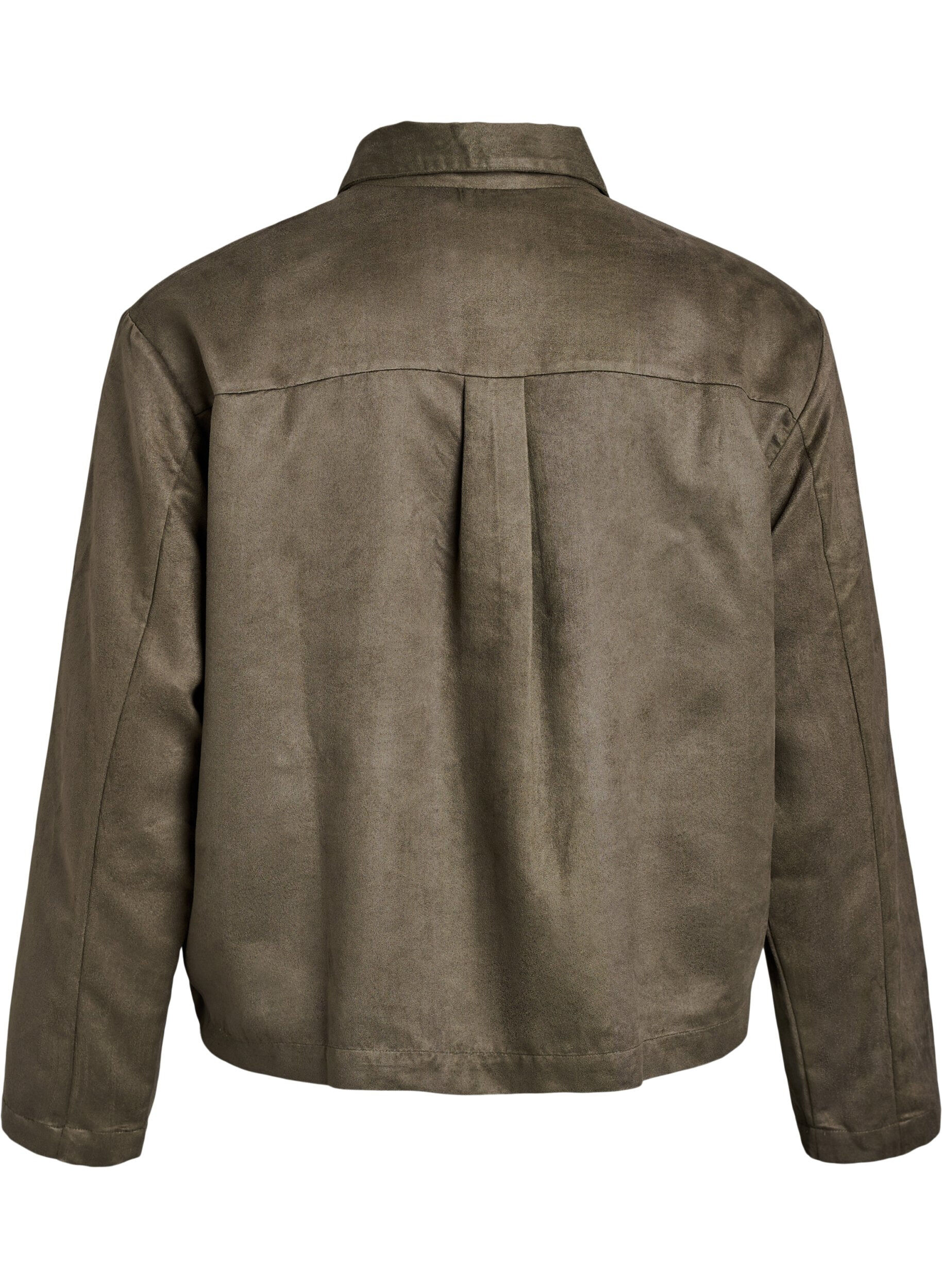 Zizzi Kort jacka i mockaimitation med fickor, Gr&ouml;n, Packshot image number 1