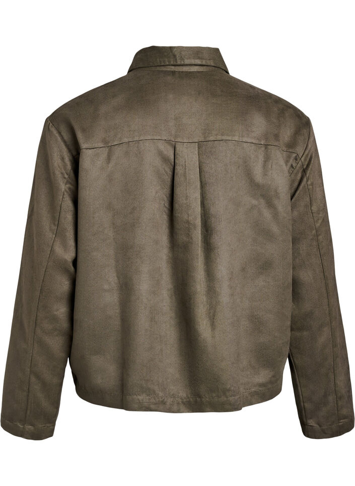 Kort jacka i mockaimitation med fickor, Grön, Packshot image number 1