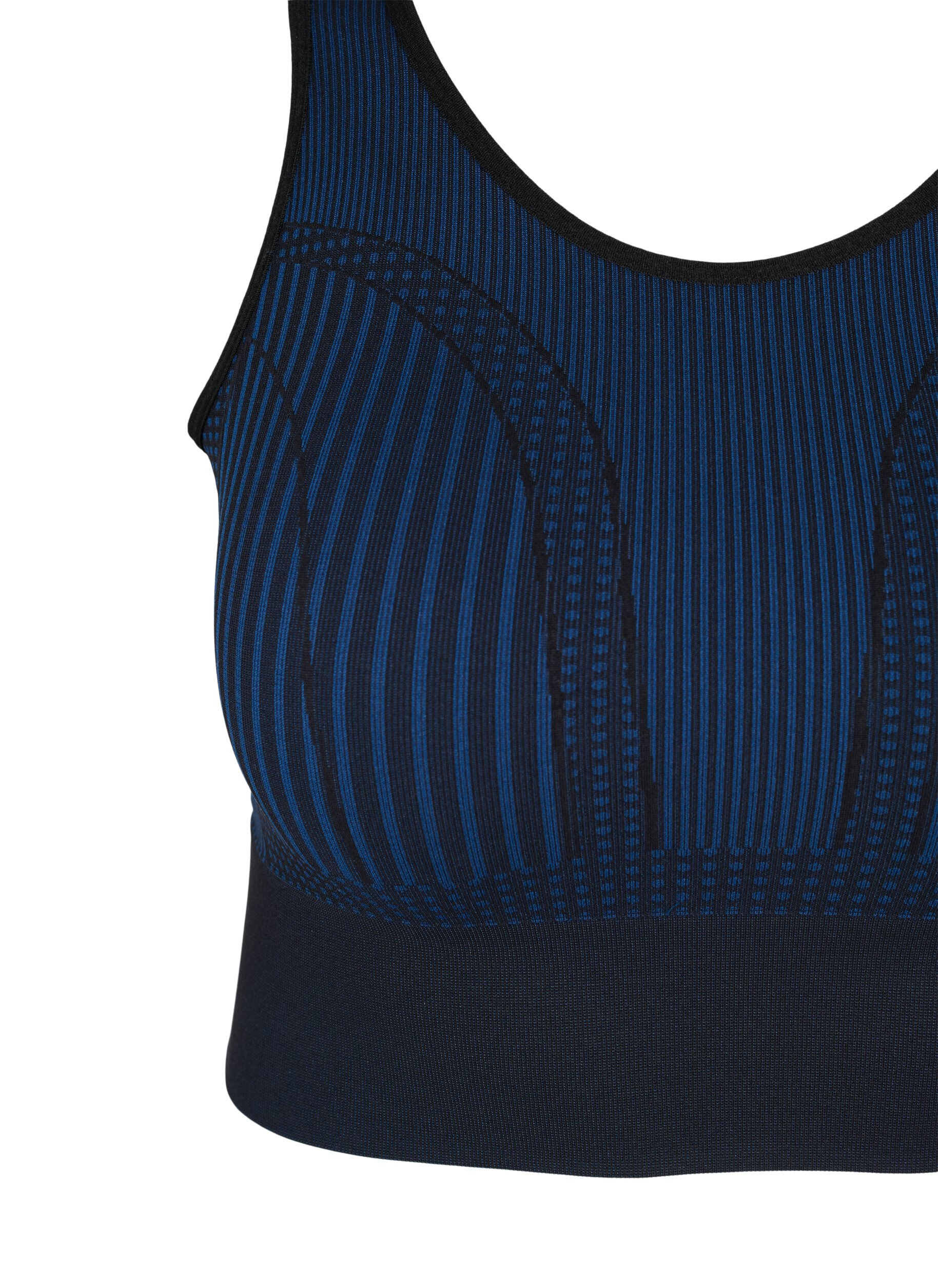Zizzi  Seamless sport-bh med r&auml;nder, Black w. Blue Depths, Packshot image number 2
