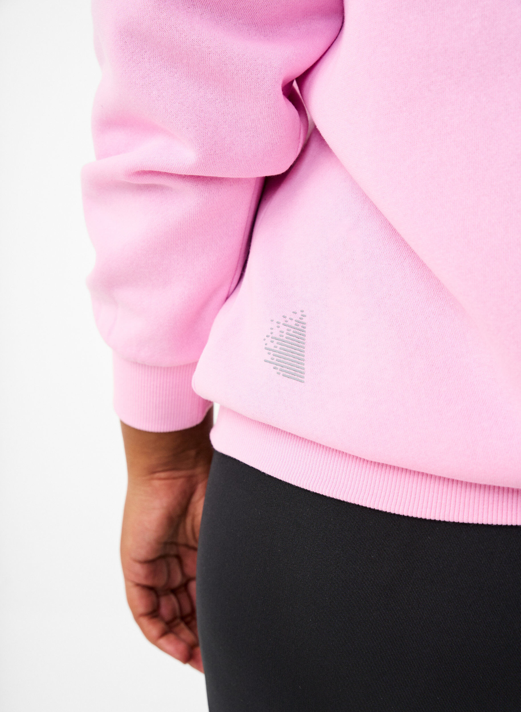 Zizzi Sweatshirt med frott&eacute;text, Rosa, Model image number 3